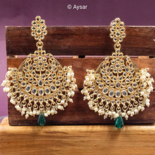 pachi kundan earrings green