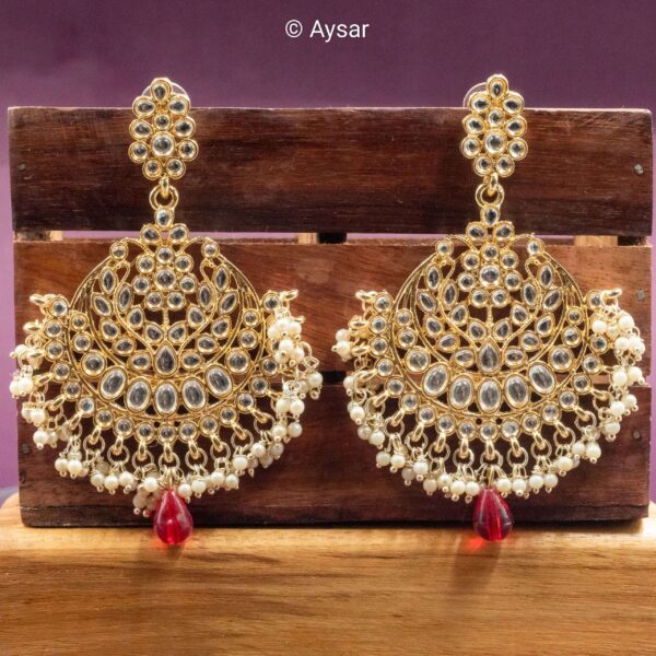 pachi kundan earrings red