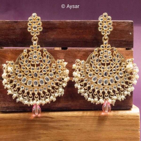 pachi kundan earrings pink