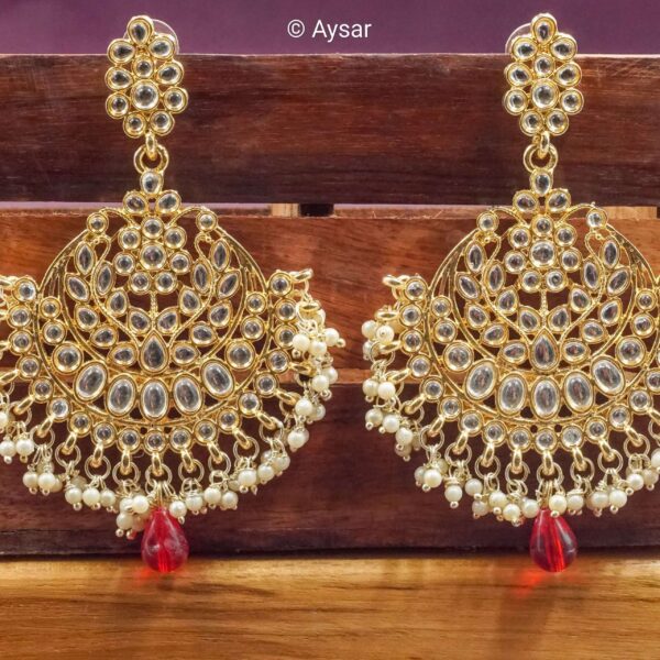 pachi kundan earrings red - Image 2