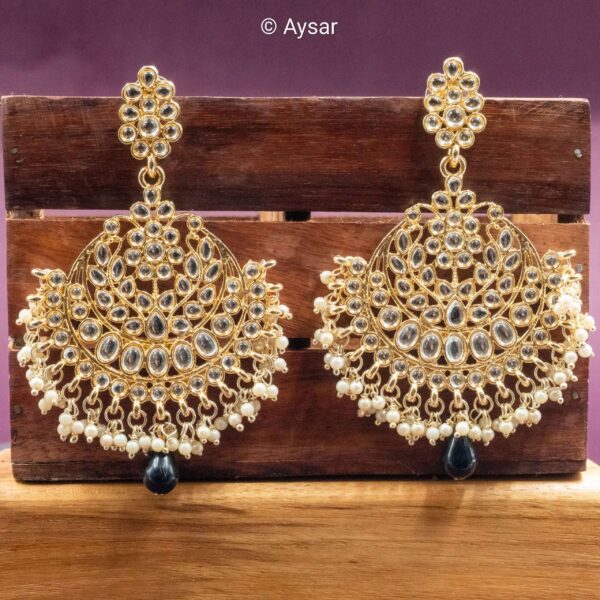 pachi kundan earrings black