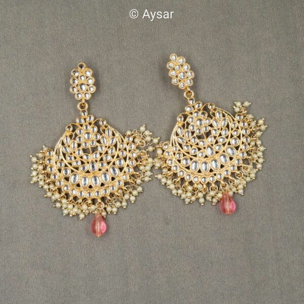 pachi kundan earrings pink - Image 2