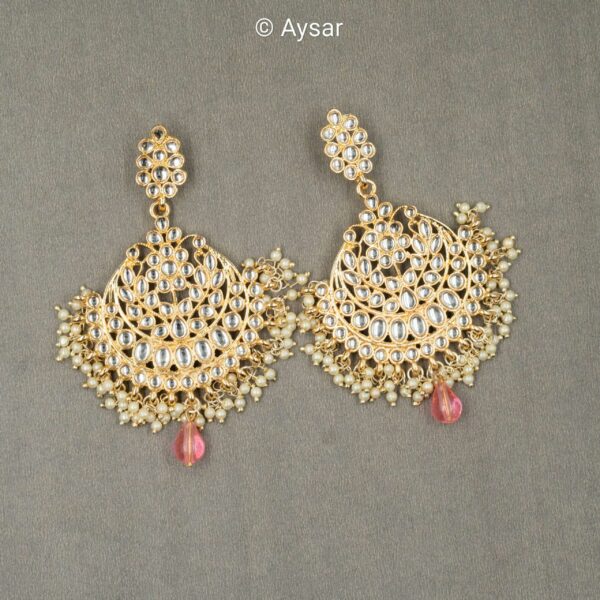 pachi kundan earrings pink - Image 3