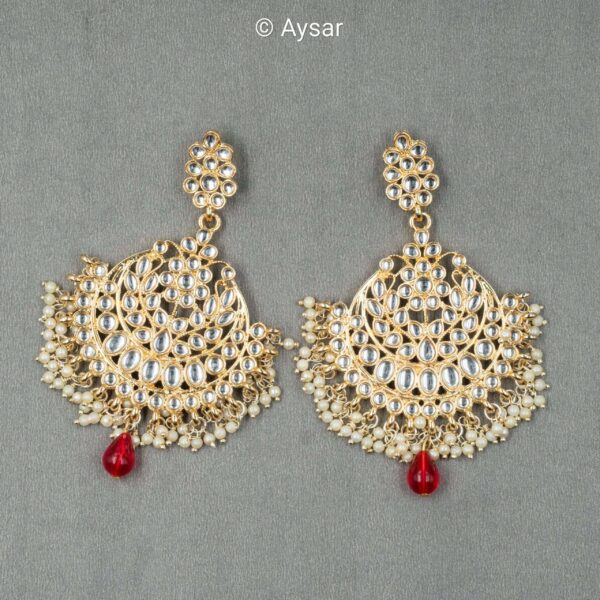 pachi kundan earrings red - Image 3