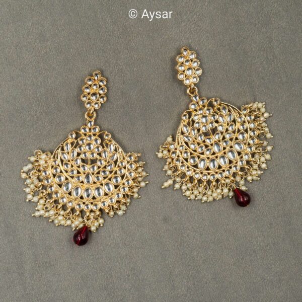 pachi kundan earrings maroon red