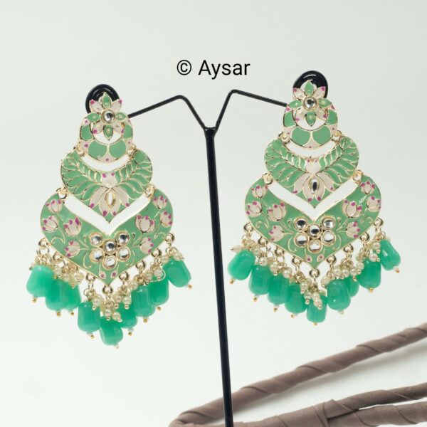 Meenakari  Bali earrings pastel green