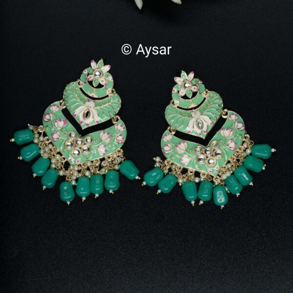 Meenakari  Bali earrings pastel green - Image 3