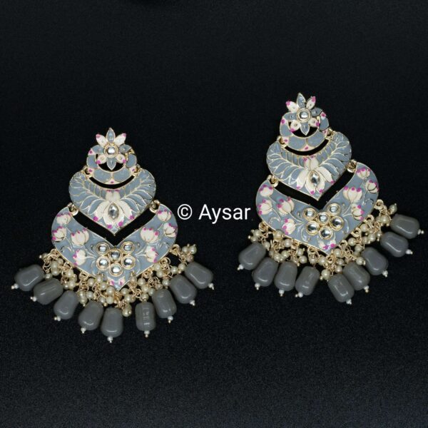 Meenakari Bali earrings shark grey - Image 2