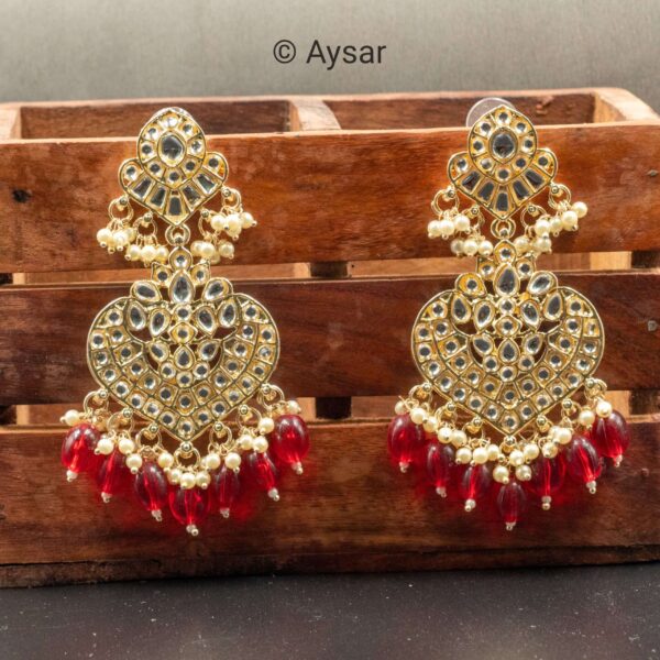 kundan earrings with stones bali style red