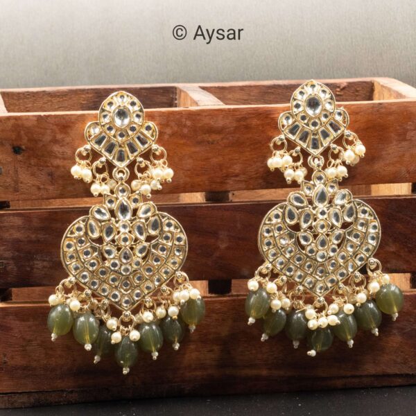 kundan earrings with stones bali style henna green