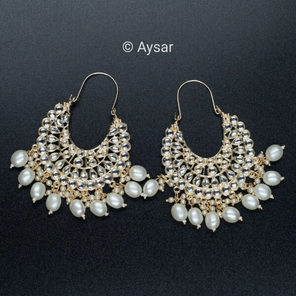 kundan with pearls Bali earrings chandbali