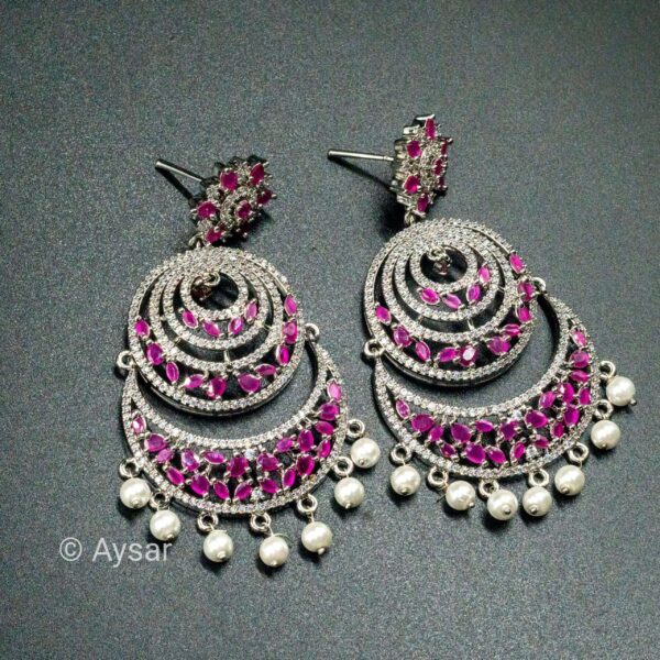 American daimond bali earrings light purple colour - Image 2