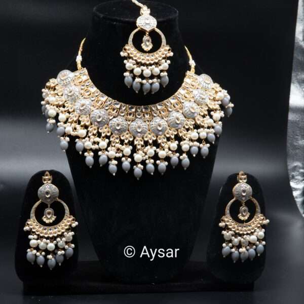 Bridal necklace choker with full set front meenakari designs - Image 2