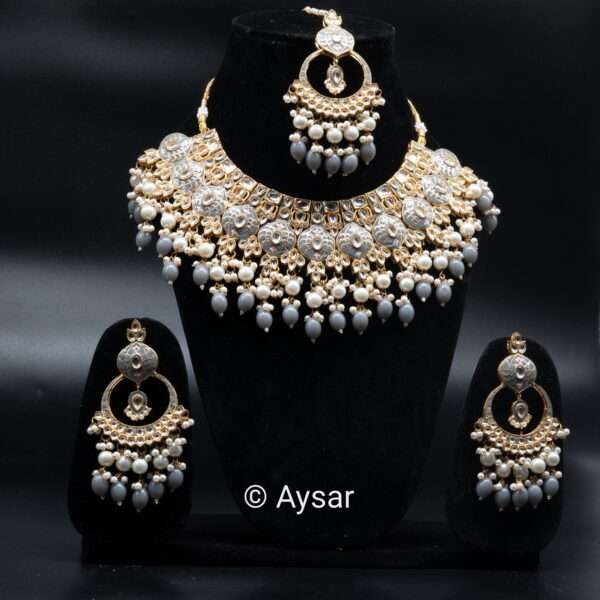 Bridal necklace choker with full set front meenakari designs - Image 3