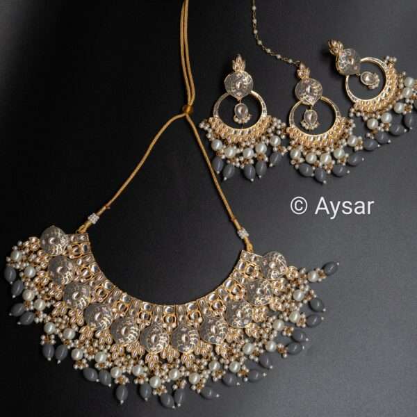 Bridal necklace choker with full set front meenakari designs