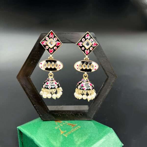 Long jhumka earrings with pearls